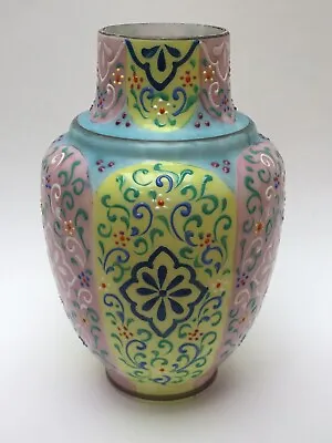 £45 • Buy Antique 6” THOMAS WEBB MOROCCAN TAPESTRY Gilded Enamel Floral Glass Vase, 19th C