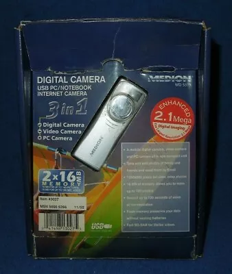 Medion Digital Camera PC Camera Videodigital 2.1 Mega 16MB SPY Camera Size  • $5