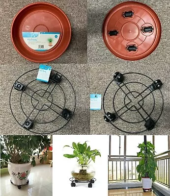 £5.95 • Buy New Plastic Metal Plant Pot Mover 4 Wheel Garden Dolly Tray Base Stand Trolley