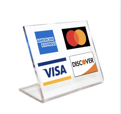 Acrylic Countertop Accept Credit Card Register Sign Visa Mastercard Stand NEW • $14.95