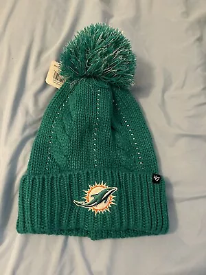Miami Dolphins Beanie Hat Pom Official NFL 47’ Womens Size Fits All TEAL • $22