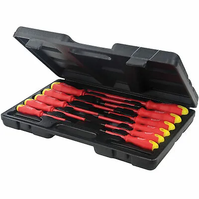 £11.95 • Buy 11pc Electricians Insulated Screwdriver Set Flat Phillips Soft Grip In Case Diy