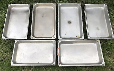 LOT Of 6 Stainless Steel Full Size 2.5'' Deep Steam Table Pans Hotel Buffet B • $34.99