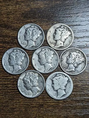 Lot Of 7 Silver Mercury Dimes 90% Silver • $16.87