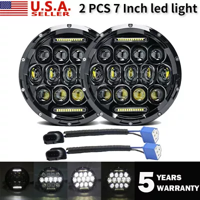 2x 7  Inch LED Headlight Hi/Lo Beam DRL For Jeep Wrangler JK TJ LJ 97-17 Rubicon • $35.68