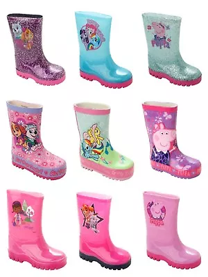 Girls Official Character Wellies Wellington Rain Snow Wellys Boots Size 4-12 • £10.99