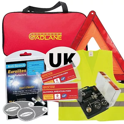 GADLANE EU Car Driving Travel Kit France Breathalyser Warning Triangle UK Plate • £28.99
