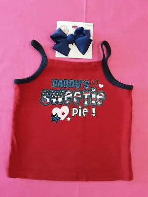 Girls Faded Glory Sleeveless Shirt With Daddy's Sweetie Pie & Blue Bow  Size 3T • $6.90