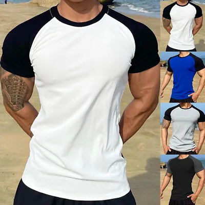 Men Tight Muscle Short Sleeve T-Shirt Gym Sport Tee Shirts Casual Tops Pullover♪ • $6.99