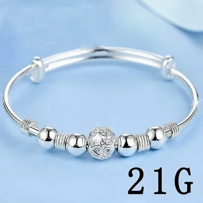 925 Silver Plated Bracelets Korean Fashion Lucky Beads Bangles Women Wedding • $2.45