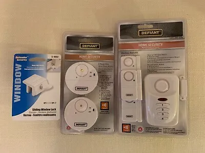 Defiant Home Security Wireless Alarm & 2 Slim Glass Alarms & 2 Window Locks-NEW! • $29.99