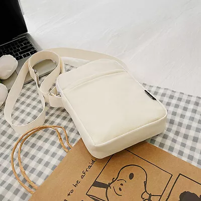 Simple Trendy Macaron Solid Color Shoulder Crossbody Canvas Bag Square Phone Bag • $5.25