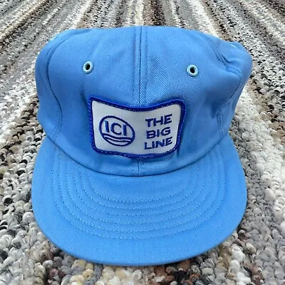 Vintage Trucker Hat Cap Snap Back Blue Patch Made In USA ICI Chemical 80s 90s • $14.91