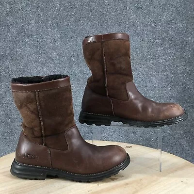UGG Australia Boots Womens 10 Mid Calf Winter 5381 Brown Leather Sheepskin • $45.99
