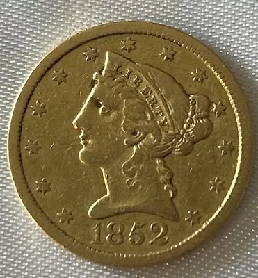 1852  $5.00 Gold Liberty Coin - Five Dollar Coin *nice* • $700