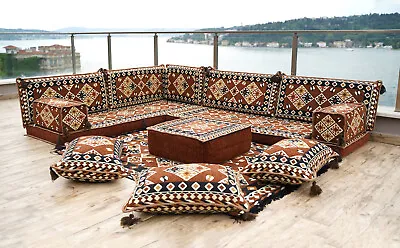 Brown Moroccan Home Decor Cushion Sofa Bed Sleeper Sofa New Vintage • $799