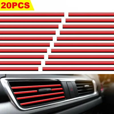 20PCS Red Chrome Car Air Conditioner Outlet Vent Strip Cover Interior Decoration • £3.99