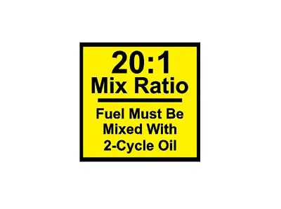Mix Ratio Chart 20:1  2-Stroke 2-Cycle Oil Fuel Chainsaw GASOLINE STICKER DECAL • $1.40