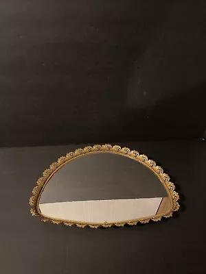 Vintage 16 X 11” Mirror Vanity Tray  Gold Filigree Ornate Perfume Dresser • $24