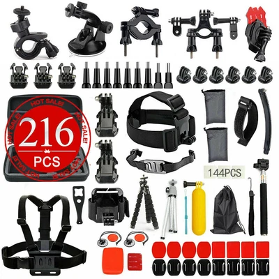 $31.88 • Buy GoPro 216pcs Accessories Pack 8 7 6 5 4+  Case Monopod Float Mount Chest Head AU