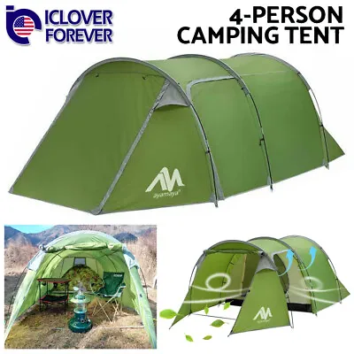 Waterproof Camping Tent 3-4 Person Dome Family Tunnel Tent Double Layer Canopy • $39.99