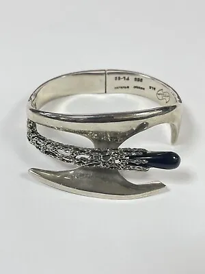 Vintage Miguel Pineda 950 Sterling Silver Onyx Bangle Bracelet • $250