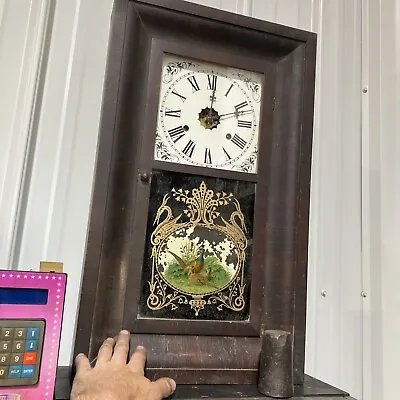 Wm. L. Gilbert Clock Co Brass Eight Day Thirty Hour Reverse On Glass Antique • $328.79