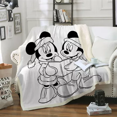 Mickey&Minnie Mouse White Blanket Fleece Faux Fur Soft Warm Sofa Chair Bed Throw • £18.99