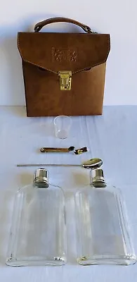 BARTENDER Vintage X2 Glass Decanter Hip Flasks Travel Bar Kit Set W Shot Stirrer • $49.94