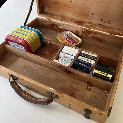 ANTIQUE Vintage M. GRUMBACHER PAINT PALETTE Travel Box  DOVETAIL Case • $249