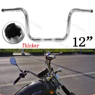 12'' Rise Ape Hanger Cruved Handlebars Chrome Fit For Harley Softail Heritage • $88.09