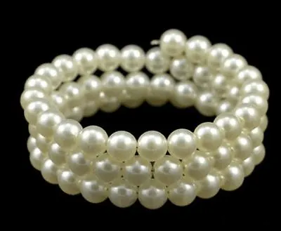 3 Row Faux Pearl Stretch Memory Wire Bracelet • £2.99