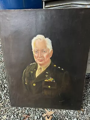 Original 20th Portrait Oil Painting Unframed Of Military Officer • $65