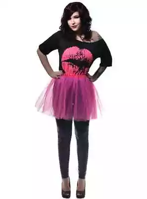 Hot Pink 1980s Women's Lips Shirt And Tutu Costume Set - Genuine Heaven Costu... • $43.99