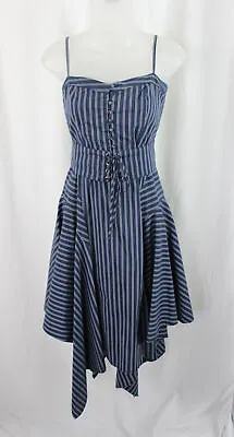 Joie Women's Navy Striped Asymmetrical Cotton Sleeveless Fit & Flare Dress Sz 6 • $24.65