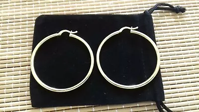 18ct Gold Vermeil On Silver Large Hoop Earrrings Width 4.5cm Jewellery - NEW • £67