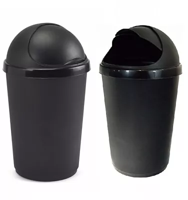 £11.90 • Buy New 50 Litre Bullet Bin Rubbish Waste Litter Bins Kitchen Dustbin Flap Lid Black
