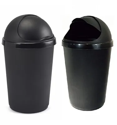 New 50 Litre Bullet Bin Rubbish Waste Litter Bins Kitchen Dustbin Flap Lid Black • £11.90