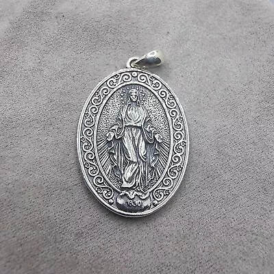 925 Sterling Silver Miraculous Medal Of The Blessed Virgin Mary Christian • $52.88