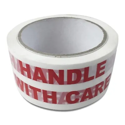 Handle With Care 48mmx66m Low Noise Packing Parcel Box Warning Packaging • £6.98