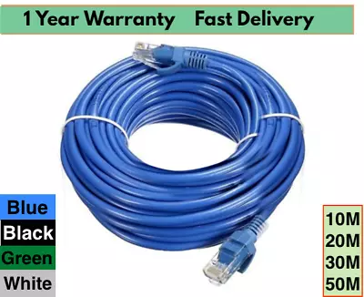 Cat6 10m 20m 30m 50m Network Ethernet Cable LAN Cables Patch Cord 10Gbps RJ45 • $17.95