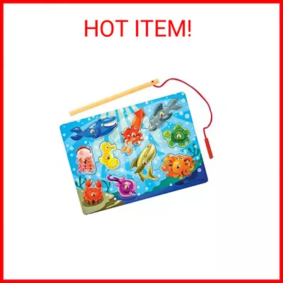 Melissa & Doug Magnetic Wooden Fishing Game And Puzzle With Wooden Ocean Animal  • $14.69