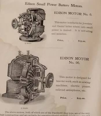 1890s Thomas Edison Catalog Antique Dental Medical Lalande Battery Motor Book  • $9.99