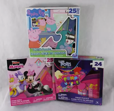 Minnie Mouse Peppa Pig Trolls World Tour Foam Puzzles New In Box • $34.99