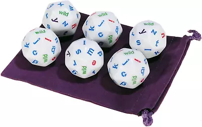 Alphabet Jumbo Dice 30-Sided _ Set Of 6 Identical Dice _ Bonus Purple Velveteen • $91.12