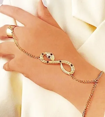 Fashion Gold Snake Shape Hand Harness With Ring And Bracelet  • £3.99