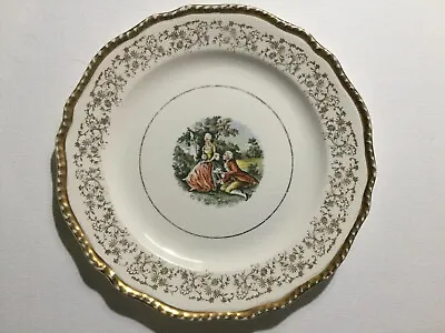 Atlas China Vintage- 22K Gold Plate Colonial Style Man Woman 10” Scalloped Edge • $11