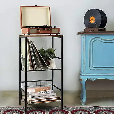 3-Tier Record Player Stand End Table With Vinyl Album Storage • $32.99