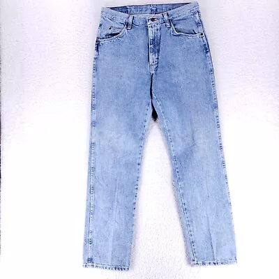 Wrangler Jeans Denim Cotton Men SZ 31x32 Blue Straight Stretch VTG Mid Rise Slim • $14.99