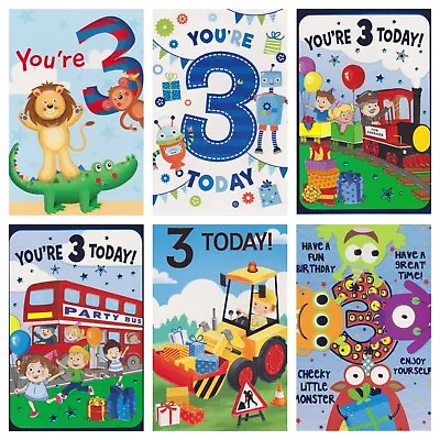 Boy's 3rd Birthday Card ~ 3 Today Birthday Boy ~ Various Designs • £1.79